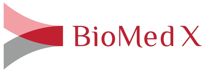 Logo von BioMed X Institute in der Farbe Rot und Grau